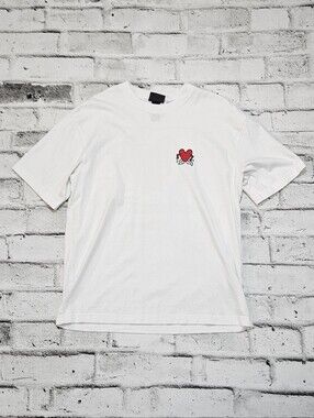 H&M Keith Haring Heart Graphic T Shirt White Loose Fit Mens Small